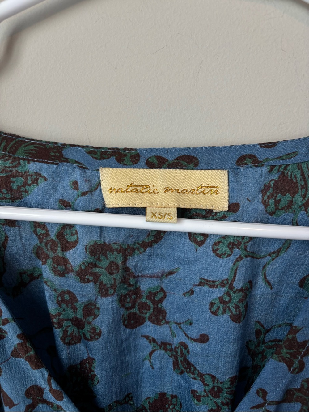 Natalie Martin Floral Maxi Blue Dress 100% Silk size XS/S - Picture 4 of 7